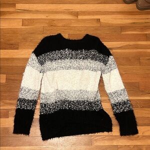 SO Women's Black and White Striped Sweater